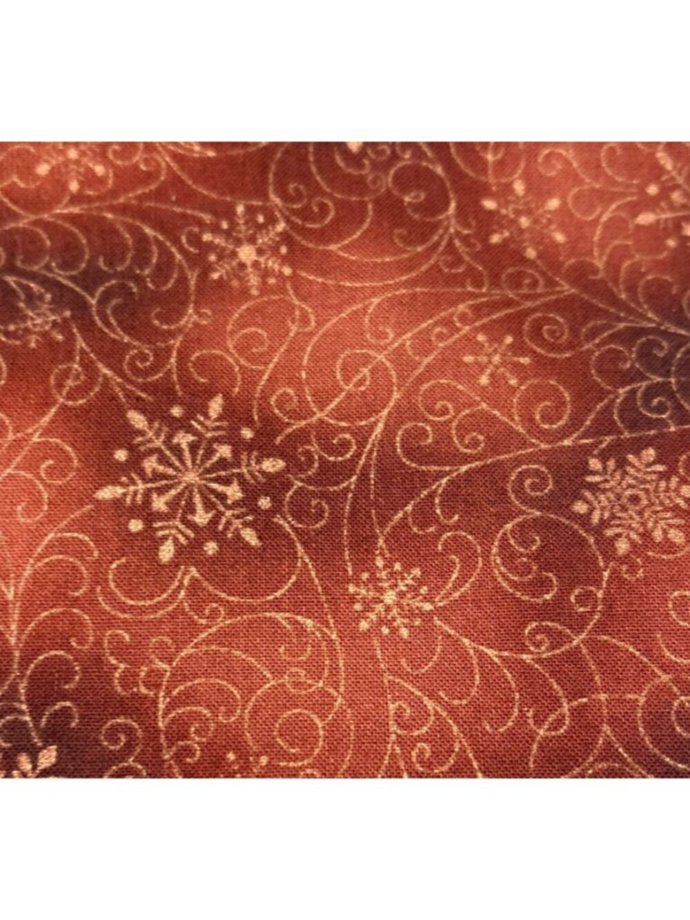 Copper Snowflake Cotton Fabric 13x18" Intricate Winter Swirl Pattern USA Made - Picture 6 of 14